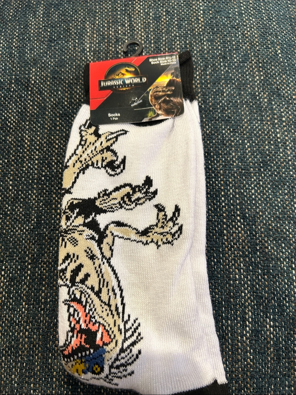 Jurassic World Women's White Graphic Crew Socks